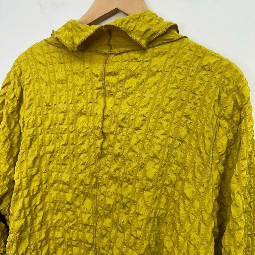 IC by Connie K Collection Women’s Mustard Yellow Bubble Check Merrow Detail Open